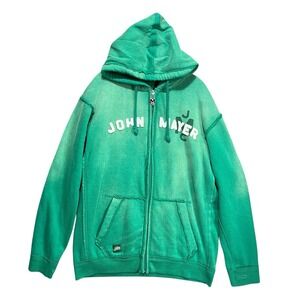 JOHN MAYER Musical Sounds Full Zip Hoodie Sz XL Green Band Tour Merch Distressed